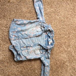 Flower pattern button up long sleeve tee or jacket